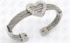 Cable Stainless Steel Magnetic Bracelet With Heart Shaped Clear CZ