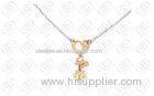 Ladies Stainless Steel Necklace With Rose Gold Pendant Charms , Link Chain Necklace