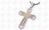 Gold Plated Beautiful Stainless Steel Cross Pendants With Clear Crystals
