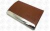 Brown Leatherette BusinessMagnetic Credit Card Holder 316L Stainless Steel