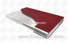 With Red Leather Stainless Steel Business Card Holder with Mirror