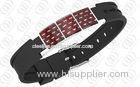 Steel Shiny Magnetic Therapy Bracelet Red Carbon Fiber With Germanium