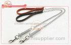 Long Alloy Anti Bite Chain Leather Dog Collar And Leashes With Strong Spring Hook