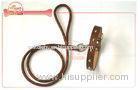 Chocolate Genuine Rope Custom Leather Dog Collars With Rivets