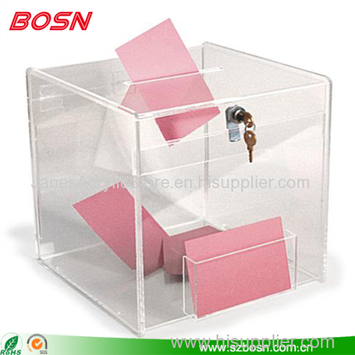 Lockable Black Acrylic Ballot Donation Box with Literature Holder