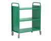 Mobile library book cart Rolling book utility cart with 3 flat shelves