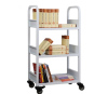 Three layers library book cart with 3 flat shelves