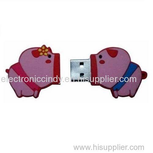 Rubber cartoon kissing pig USB disk gift for promotion