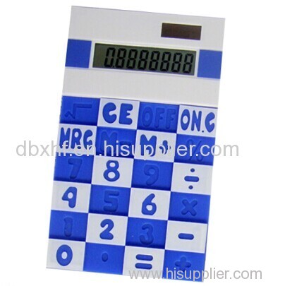 8 Digits dual power colorful Promotional Silicone Calculator