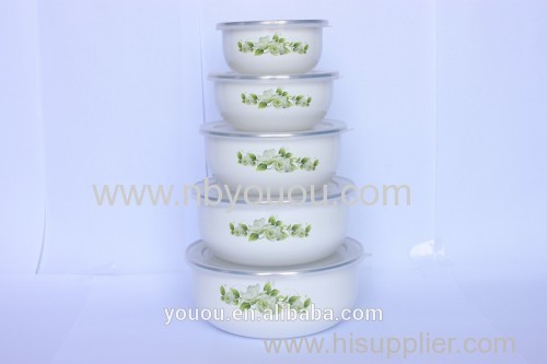 quality guarantee enamel storage bowl sets with PP lid