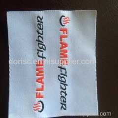 fire retardant woven label for no burn fabric fire gard