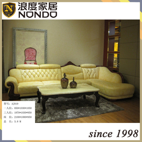 Classic solid wood frame sofa sectional leather sofa