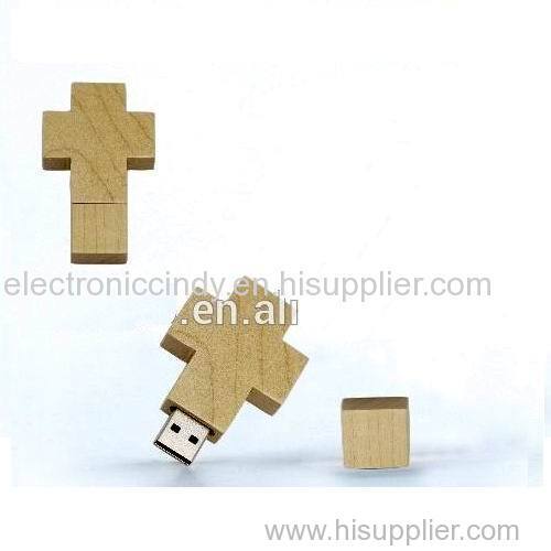 Custom Cross Logo Wooden USB Flash Disk