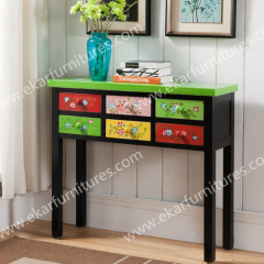 Colorful Painted Furniture korea Style classic commode Curio Corner Cabinet