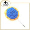 Gold Blue Rose flower brooch pin