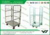 Movable Industrial steel handing warehouse cage trolley , roll container for Transport