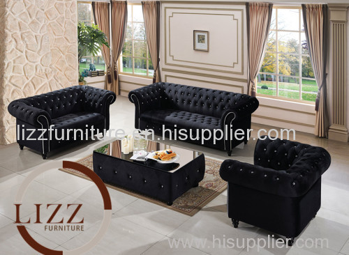 Button Tufted Fabric Sofa