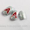 Cute Printing Fake Fingernails Art Noble Red Silver Glitter Nails With English Letters