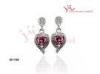Women 's Big Silver cz Stud Earrings With White And Red Cubic Stone Jewellery For Marriage