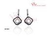 Refined Wholesale Square Shaped English Lock Silver CZ Micro Pave Wax Earrings