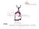 Synthetic Red Garnet Heart Shaped Bezel Setting Silver CZ Love Pendant