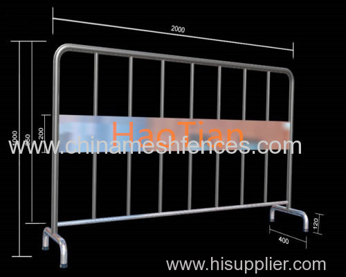 Reflective stripe warning movable fence stainless steel crowd control barrier pedestrian fence