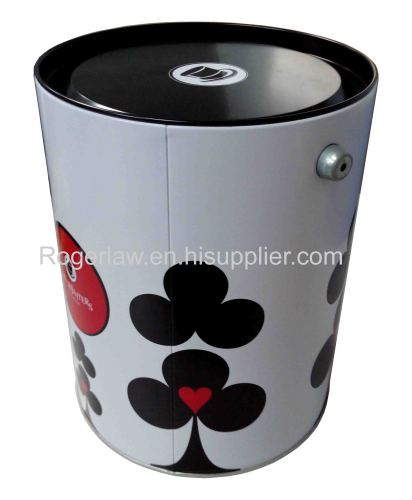 round popcorn bucket tin can / ice bucket tin box with wire handle