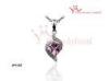 Small Light Shinny Pink Zircon Heart Shaped Necklace Chain Silver CZ Pendants Jewellery