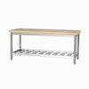 2 Tier Commercial Stainless Steel Kitchen Work Table With Wooden Surface