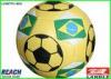 Machine Stitched Yellow Football Soccer Ball With Thread Winding Rubber Bladder