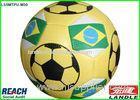 Machine Stitched Yellow Football Soccer Ball With Thread Winding Rubber Bladder