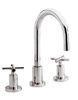 Deck Mounted Double Handle Faucet , Cross Handle 3 Hole Bathroom Faucet