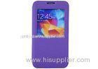 Fashion Samsung S5 Leather Cell Phone Case Purple Frosted With Window OEM / ODM