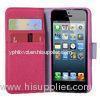 Girls Pink Wallet Leather Iphone 5 Cell Phone Cases With Endshield Back Stick