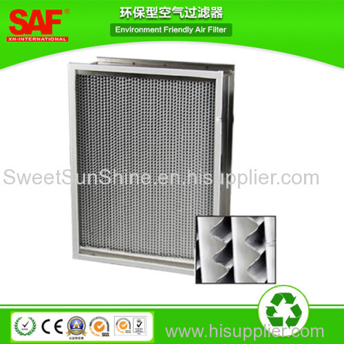 SAF Glass Fiber Aluminum Separator Heat Resistant HEPA Filter
