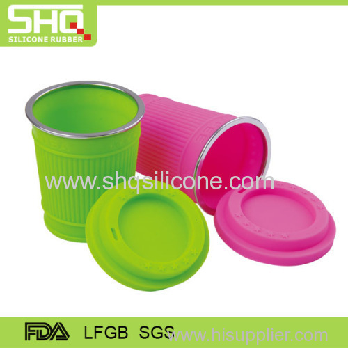 Food grade silicone cup with lid