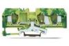 600V 50AMP 3 Conductor Ground Spring Terminal Blocks , Green Yellow