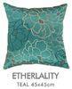 Faux Silk Flower Embroidered Decorative Pillows Green Blue , Invisible Zipper