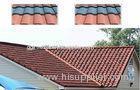 Steel Stone Coated Double Roman Roof Tiles , Wood grain / Grid roofing tiles