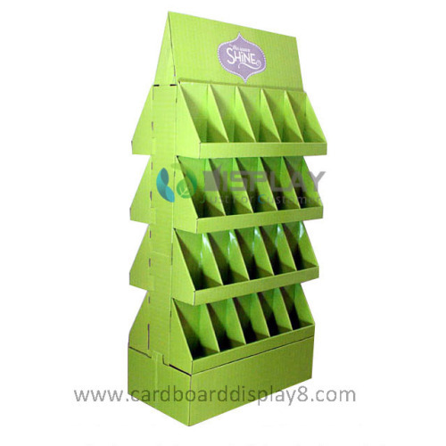 Custom designed free standing corrugated paper cardboard display racks