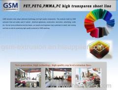 PET PETG PC PMMA transparent sheet line
