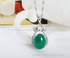 Chinese Supplier S925 Sterling Silver Platinum Plated Agate pendant