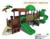 Rubber Coat Steel With Wooden Train Playground , children playground