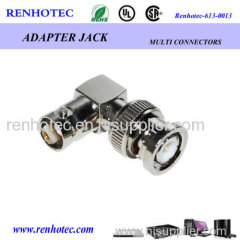 90 degree RF series BNC plug to BNC jack connector