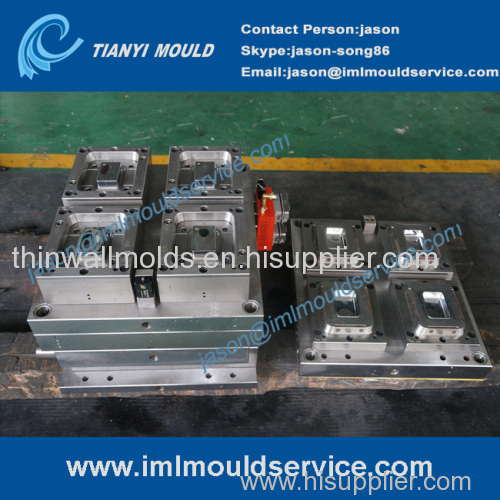 thin-wall moulded rectangle container mold with iml / plastic rectangle boxes mold with in mold label