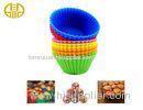 Colored Greaseproof Round Silicone Cupcake Liners SGS / Rohs