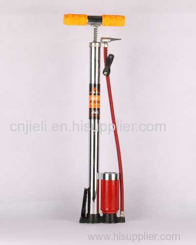 High pressure bicycle air floor pump with gauge hose