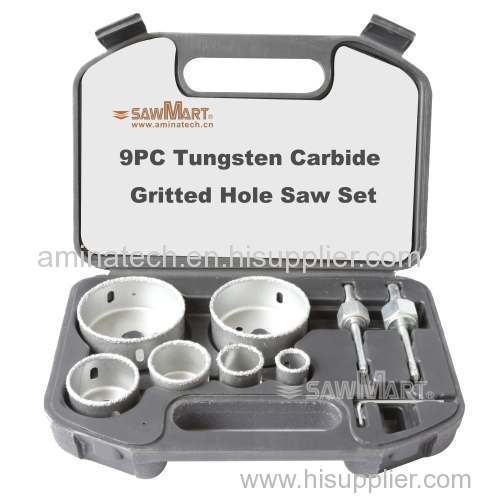 Tungsten Carbide Grit Hole Saws with Continous edge/9pcs Carbide Grit Hole Saw Set