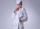 Embroidery Women Luxury Hotel Bathrobes with Cotton Shawl Collar for Home and Spa