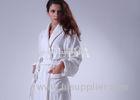 Shawl Collar Style Luxury Hotel Bathrobes With Jacquard White Combed Cotton